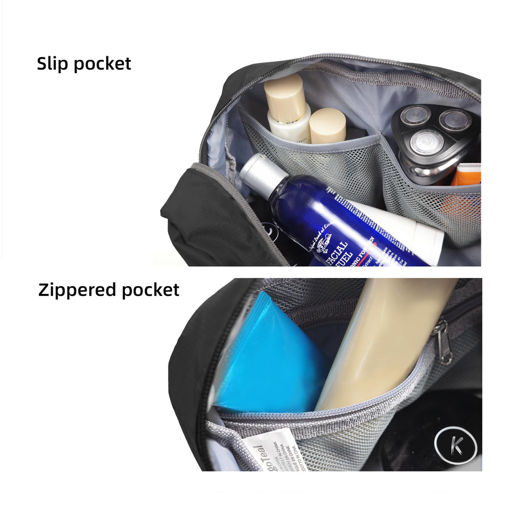 kalgoTeal Travel Toiletry Bag 8L mesh pockets organize cosmetics and small essentials.