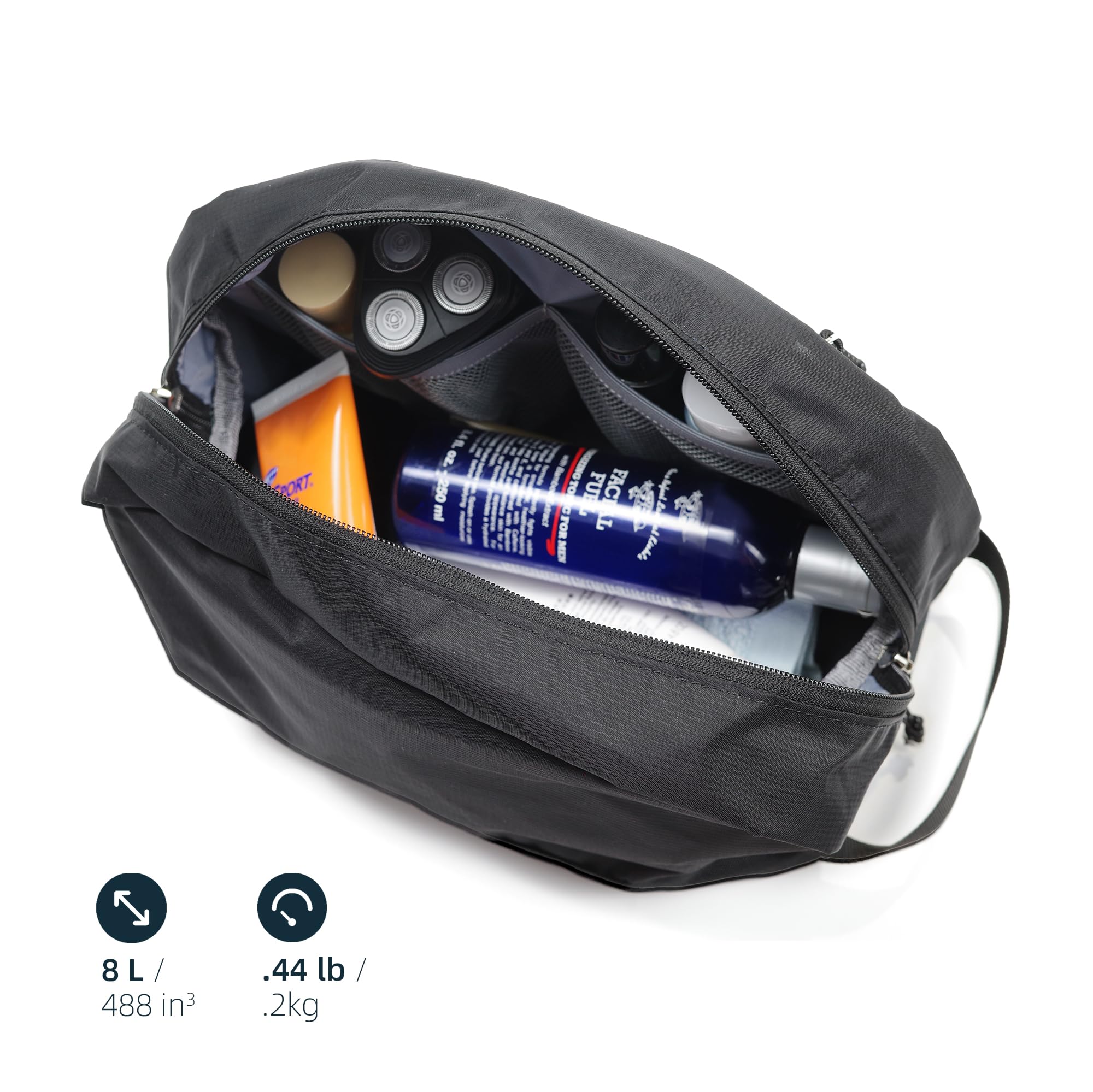 kalgoTeal Travel Toiletry Bag 8L thick padded bottom protects contents during travel.