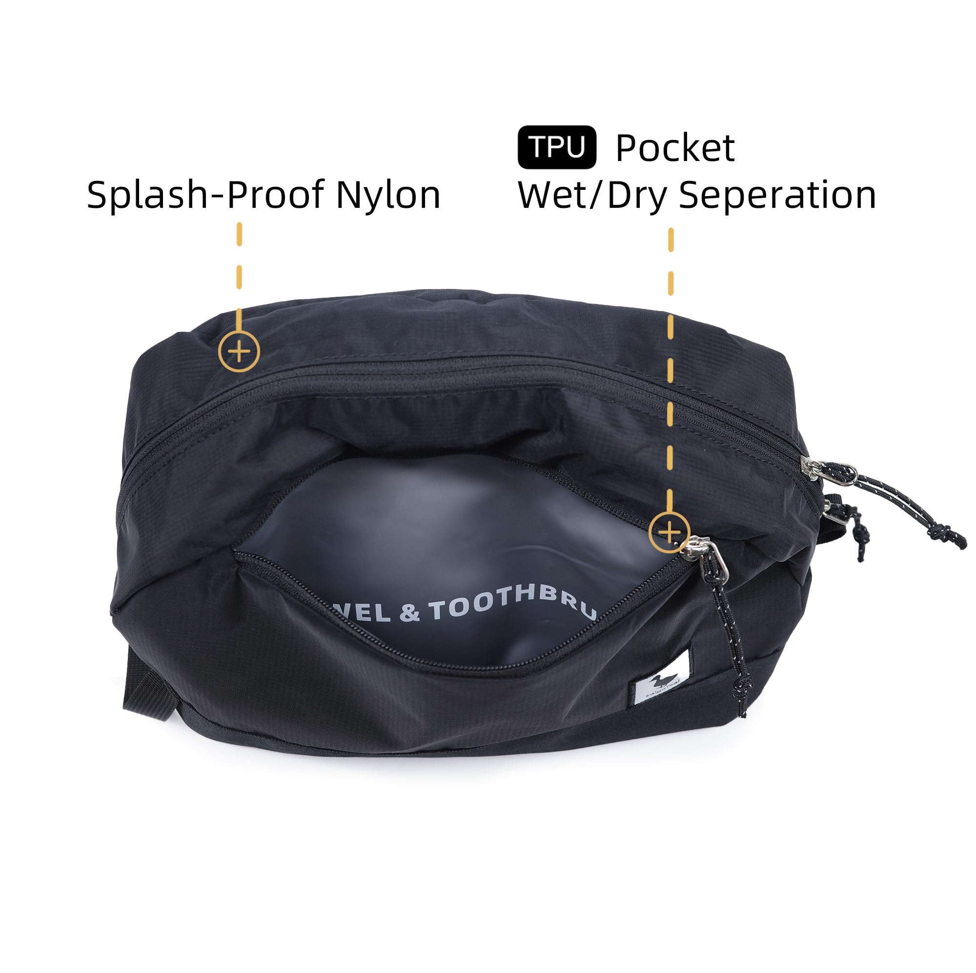 kalgoTeal Travel Toiletry Bag 8L two-way zippers for easy access.