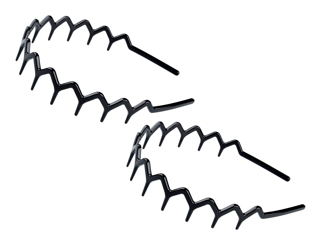KALIYOTO zigzag shark-tooth hair comb headbands two-pack in black for secure daily styling
