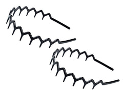 KALIYOTO zigzag shark-tooth hair comb headbands two-pack in black for secure daily styling