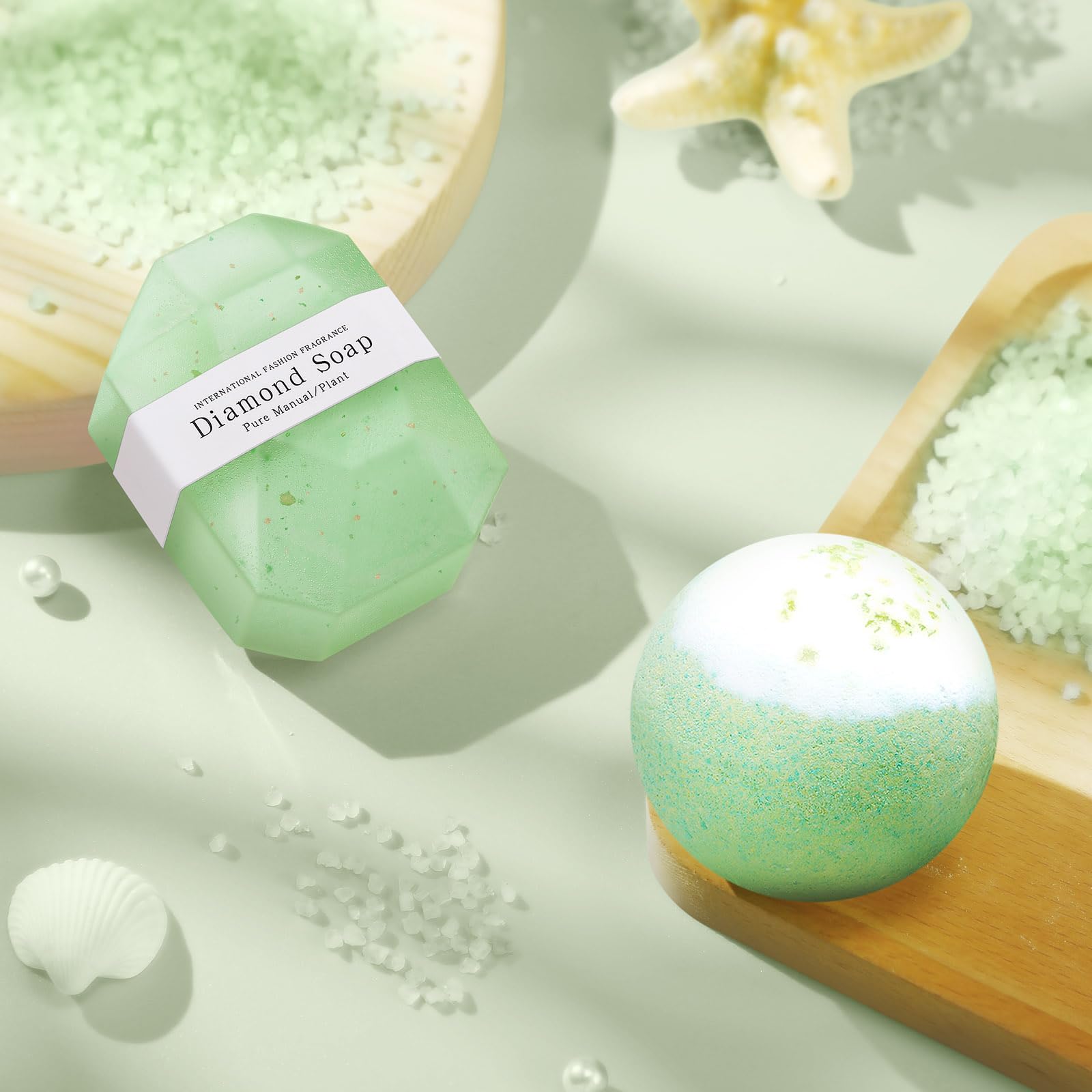Kalokey vanilla bath bomb in bath scene suggests spa like escape.