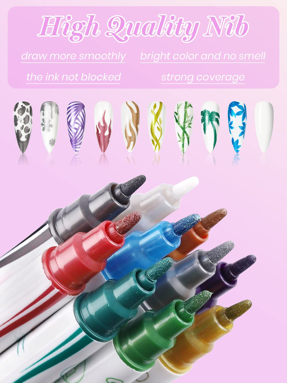Pairing Kalolary pens with top coat yields smooth, lasting designs.