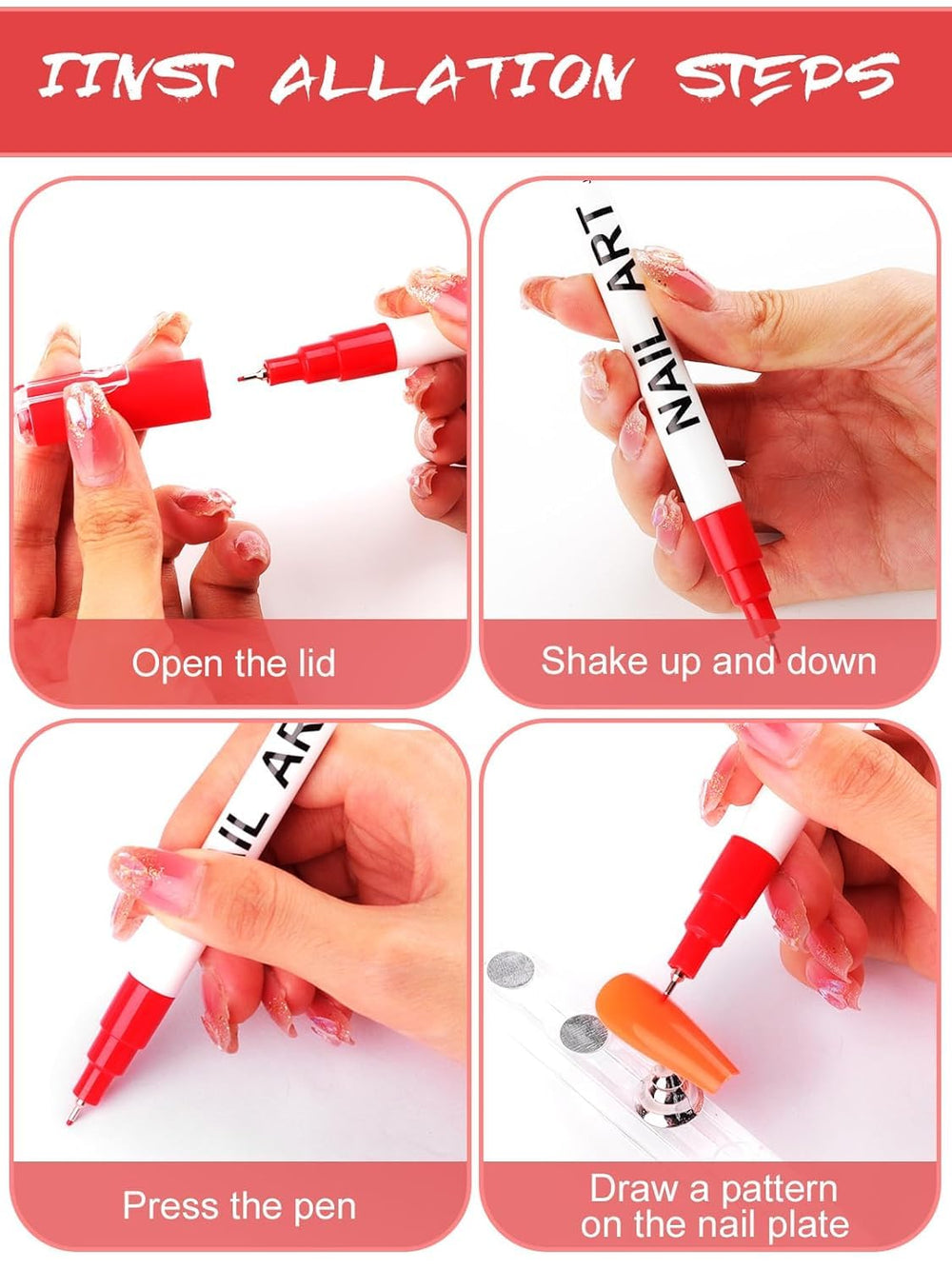 Kalolary 12-color nail art pens cap and storage design prevents drying.