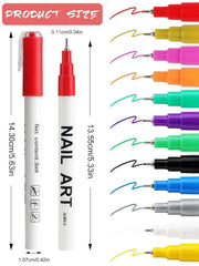 Kalolary 12-color nail art pens dots and lines pattern for precision decorations.