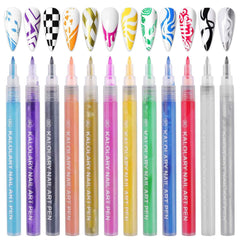 Kalolary 12-color nail art pens palette for diverse manicure designs