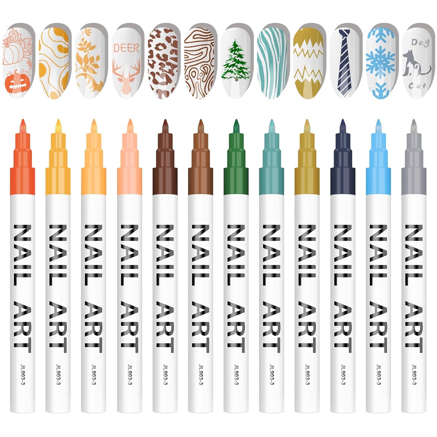 Kalolary 12-color nail art pens set for versatile dotting and line designs