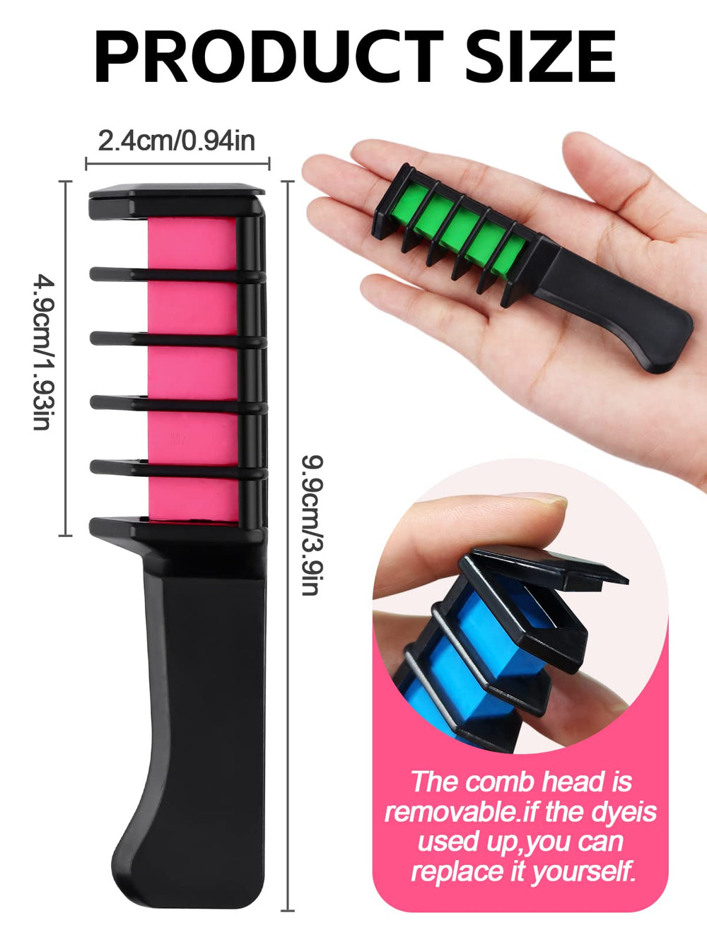 Kalolary hair chalk application on hair with fixed comb for easy use.