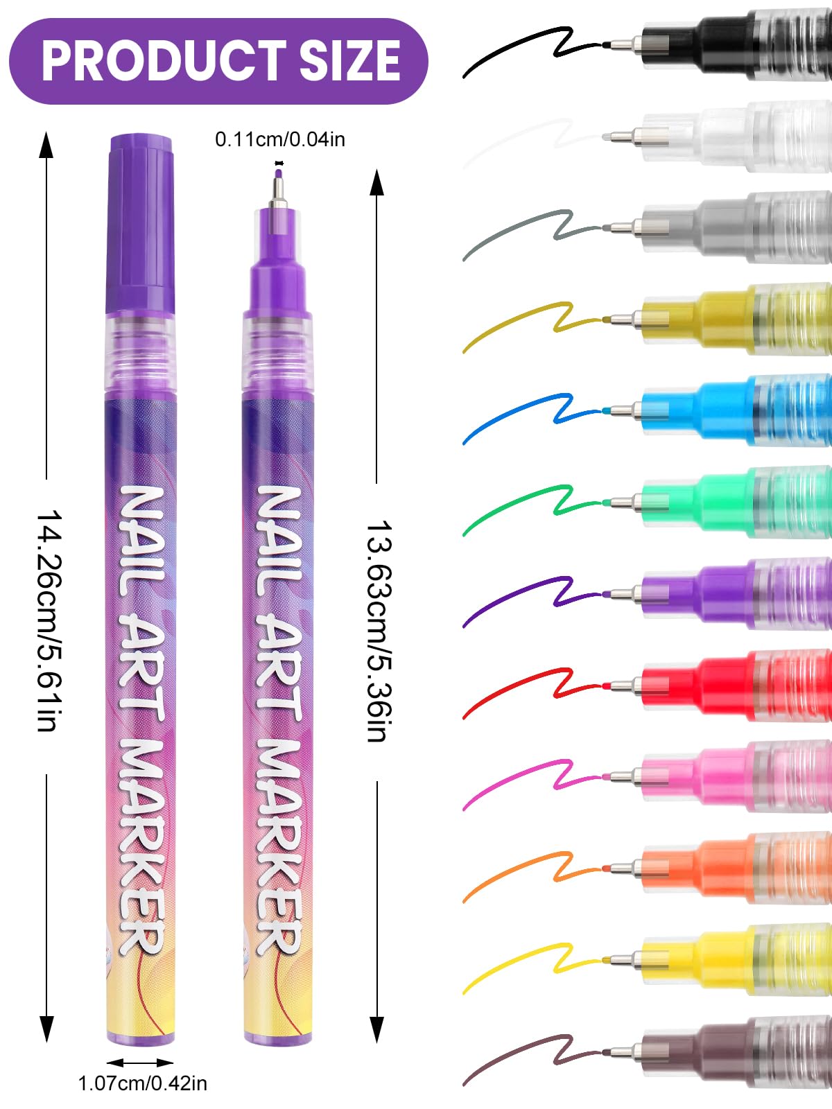 Kalolary nail art pen with zero point five mm tip for precise detailing