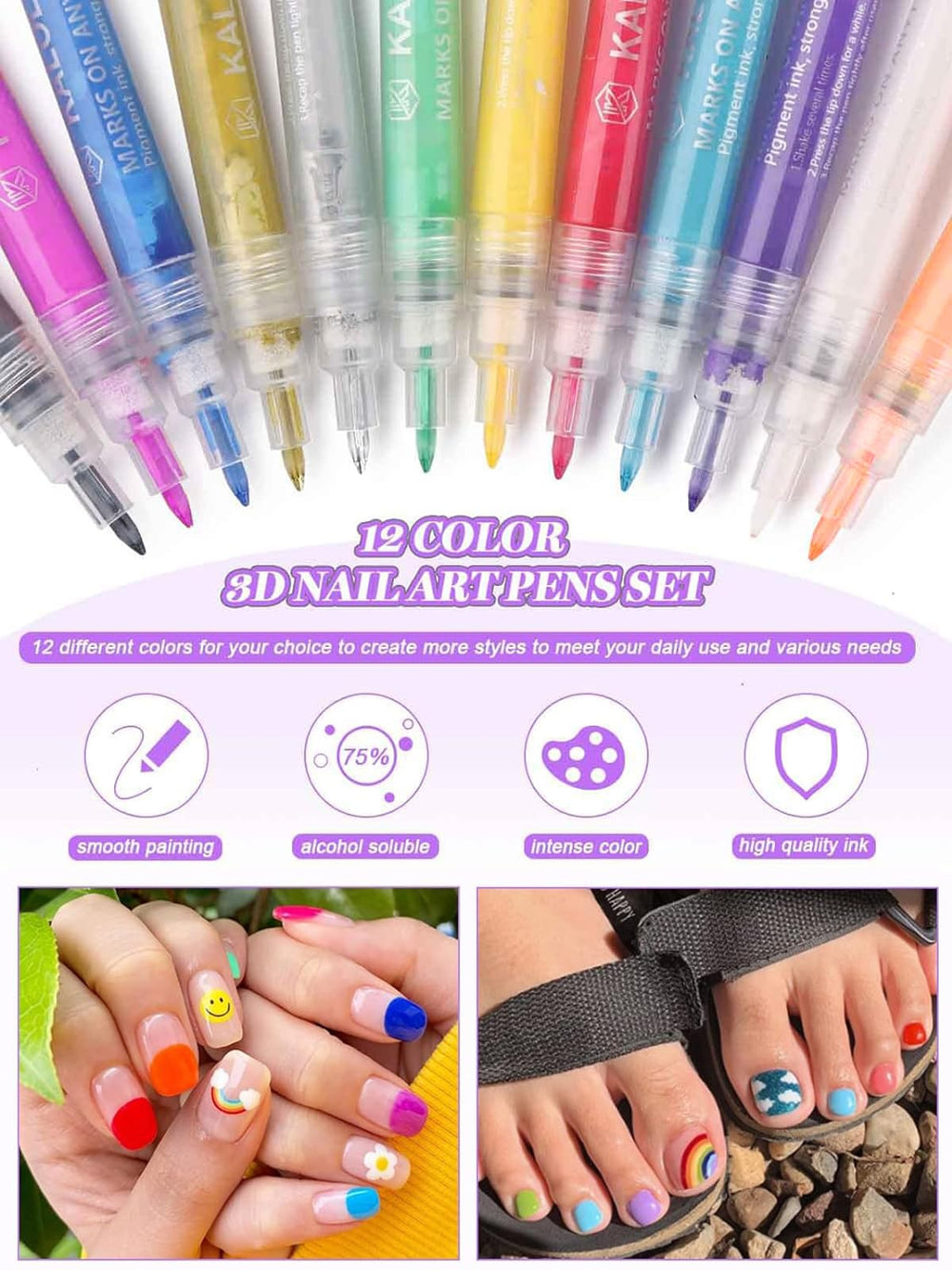 Kalolary nail art pens for drawing lines and stripes on nails