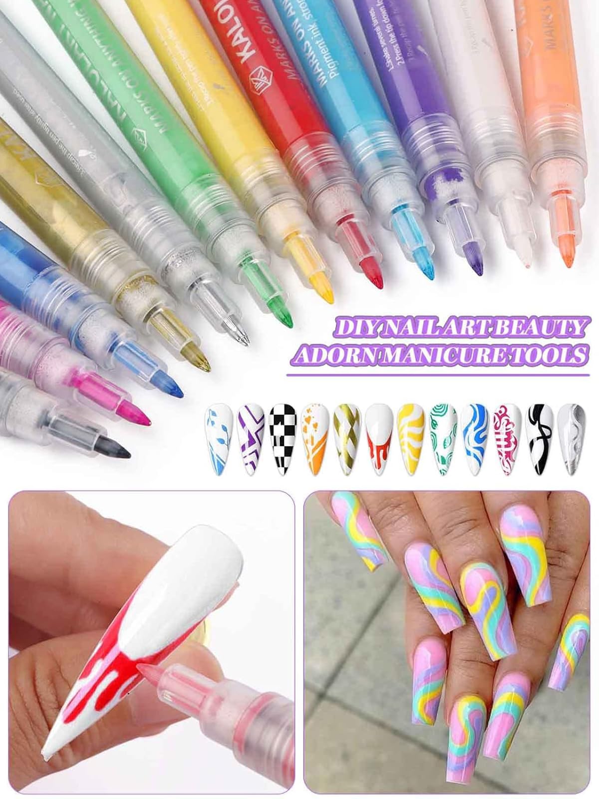 Kalolary metallic gold and silver pens for shine accents
