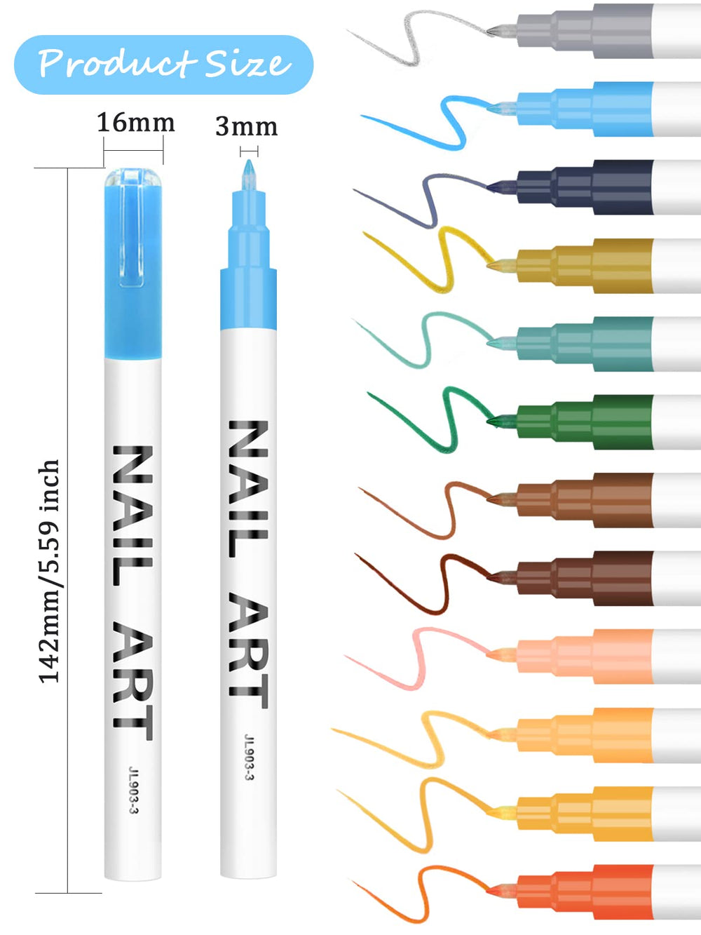 Kalolary nail art pens tip close-up showing fine control for precise patterns