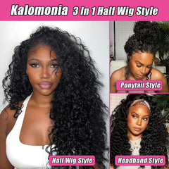 Kalomonia 3in1 Half Wig Ponytail Style enables versatile looks.