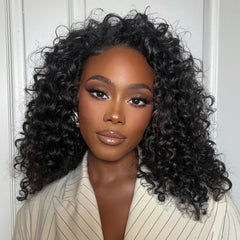 Kalomonia Half Wig Deep Wave 16-Inch offers natural movement for quick daily styling.