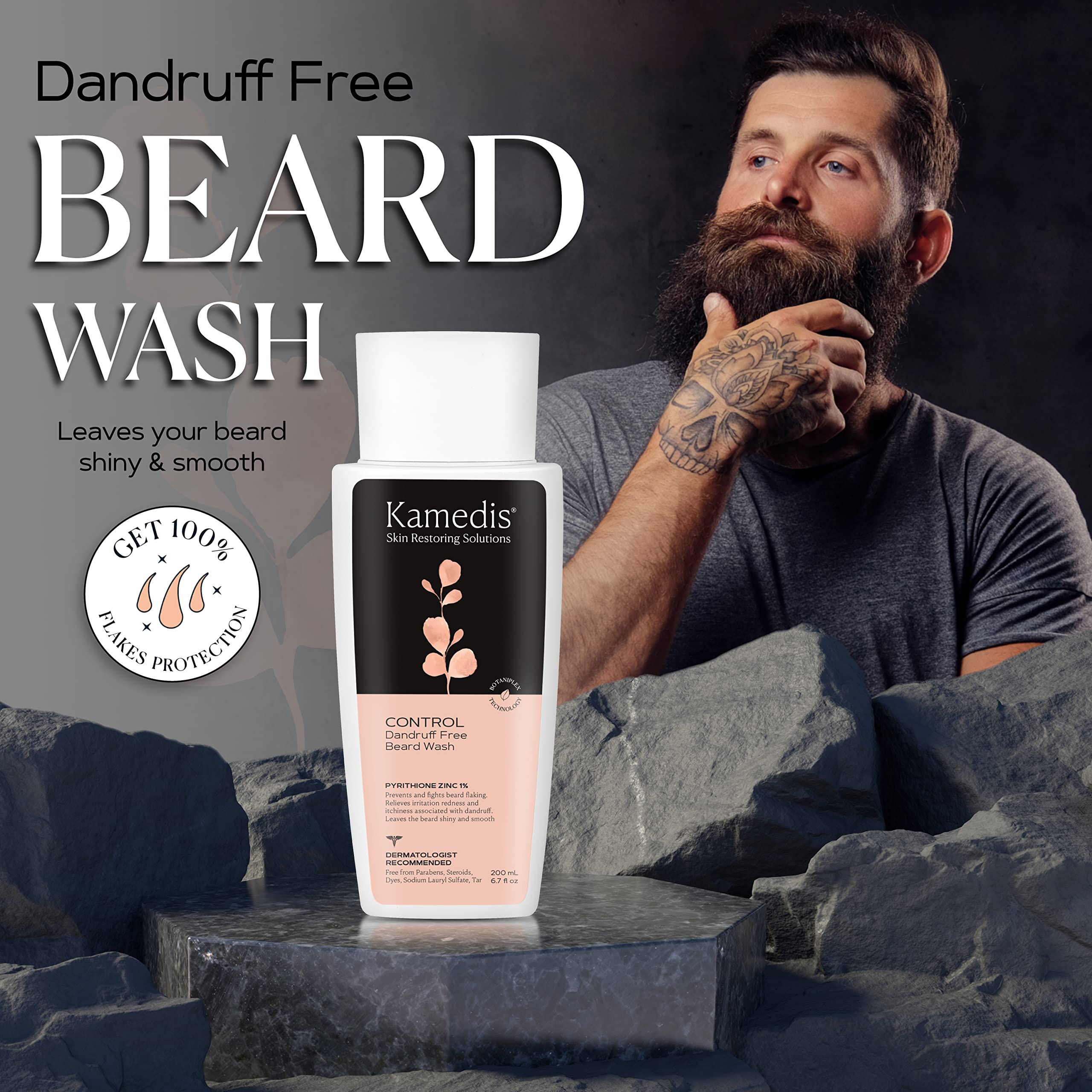 KAMEDIS Beard Wash envase práctico, fácil de usar en casa.
