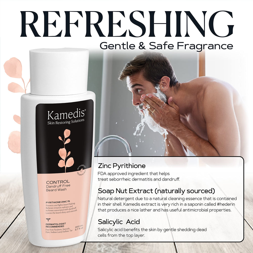 KAMEDIS Beard Wash contains pyrithione zinc for scalp comfort.