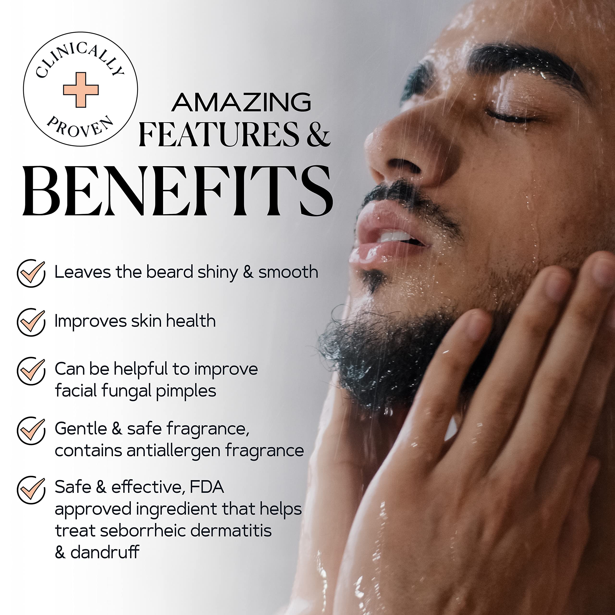 KAMEDIS Beard Wash with salicylic acid gently exfoliates skin.