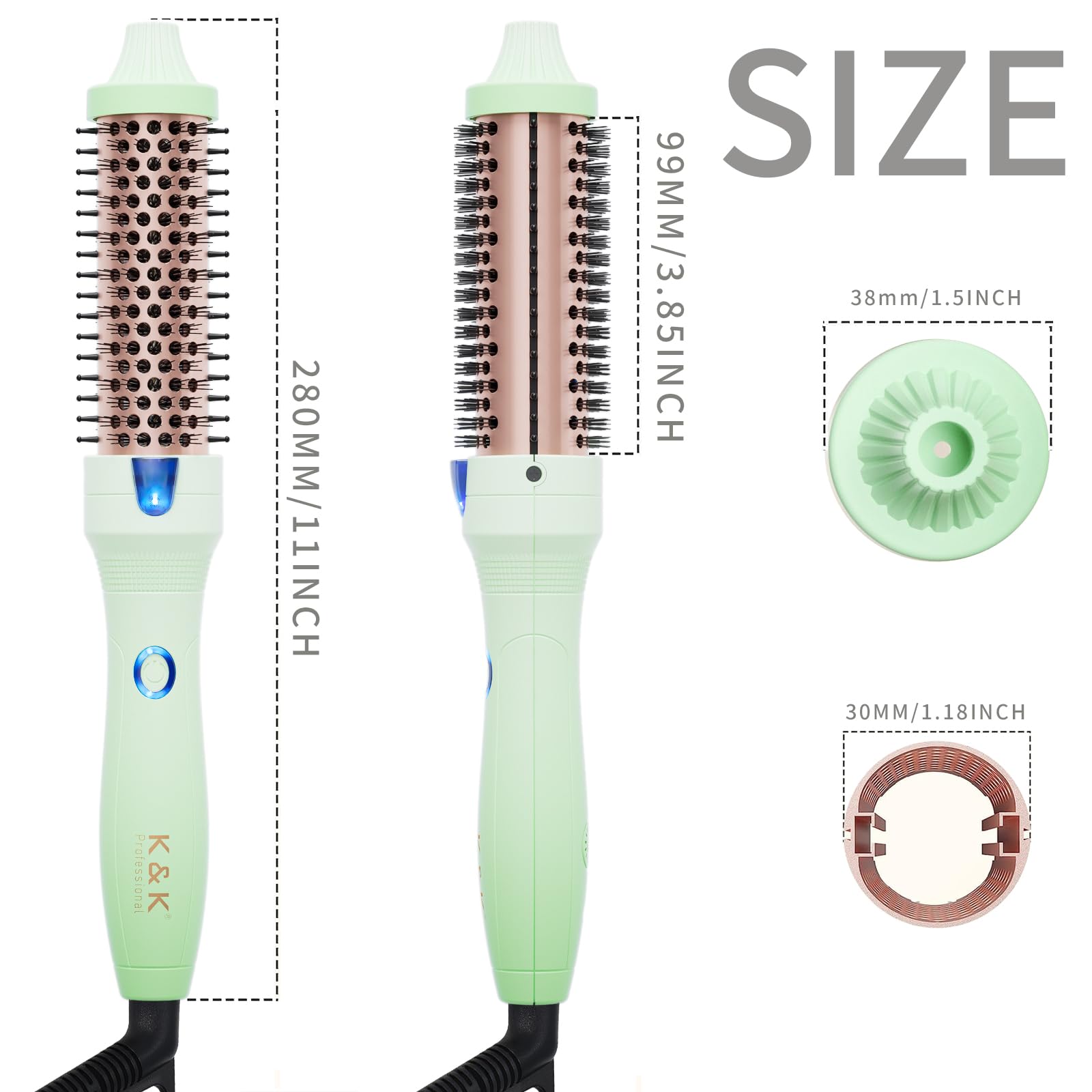 K&K Brush 30 curling result shows loose curls with natural shine.
