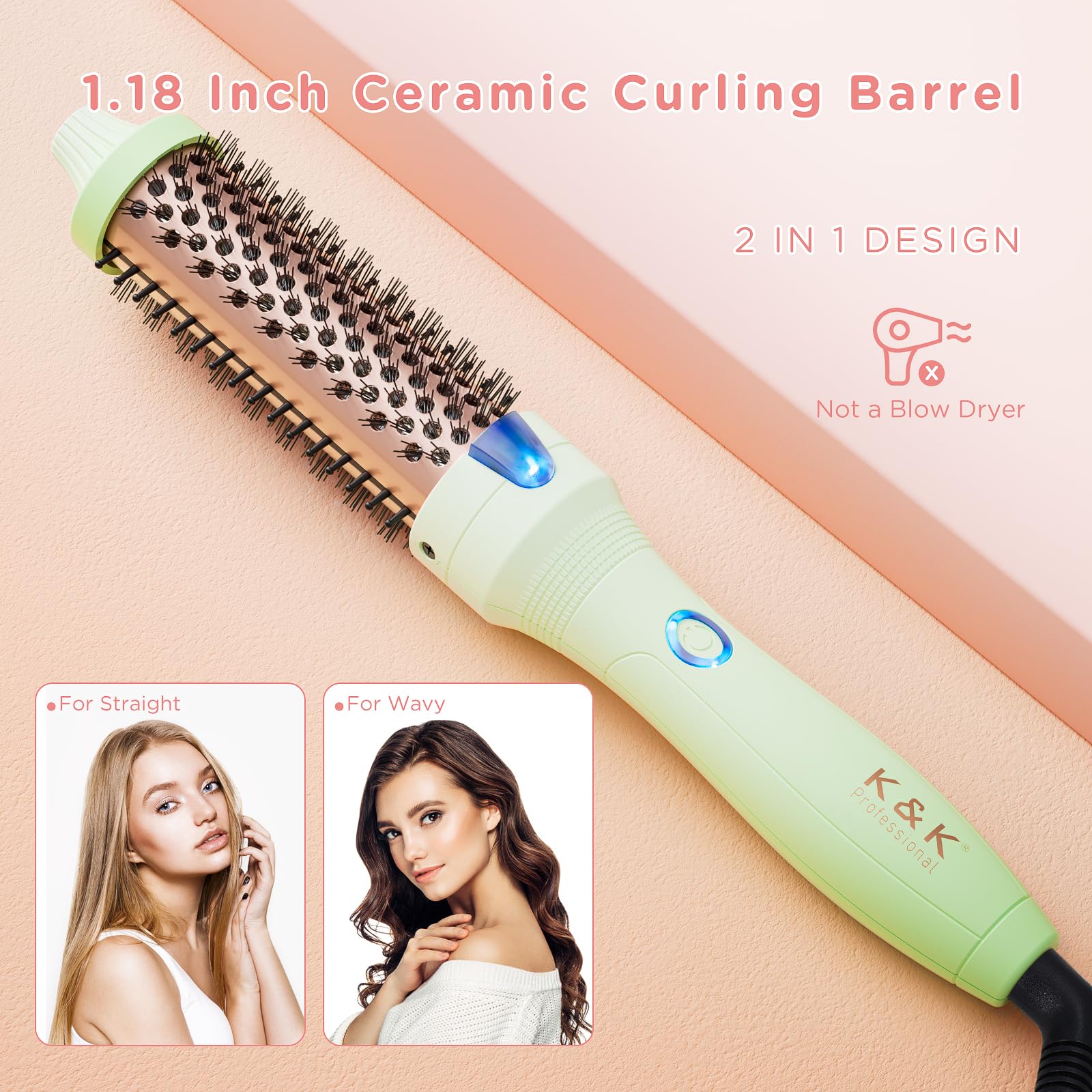 K&K Brush 30 dual voltage plug image highlights travel-friendly power for styling abroad.