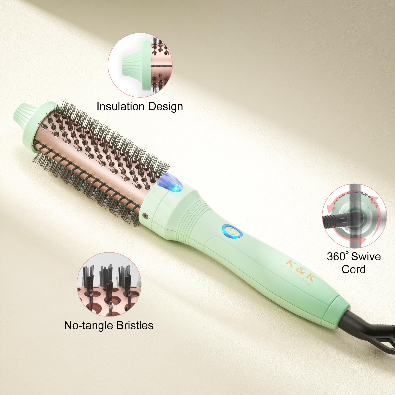 K&K Brush 30 ergonomic handle image demonstrates comfortable grip during sessions.