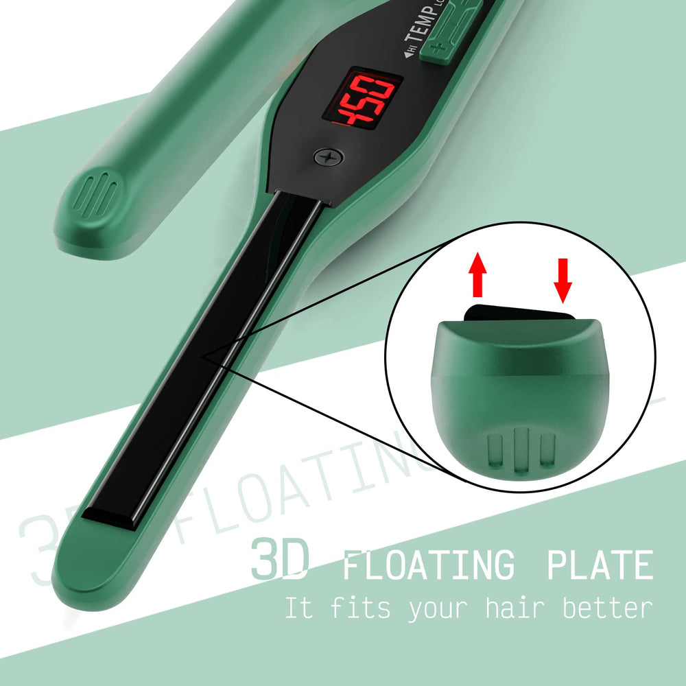 K&K flat iron heats up in 15 seconds for quick styling.
