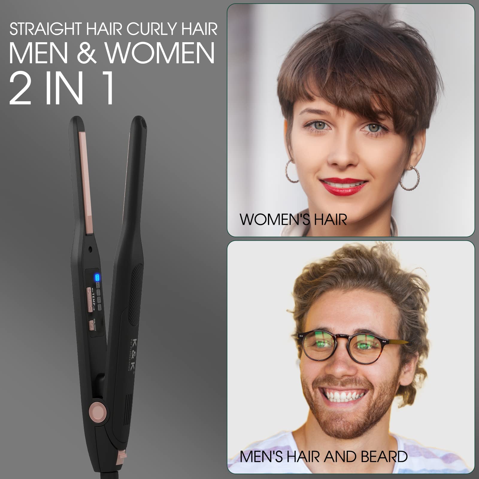 K&K mini flat iron auto shut-off for safety and peace of mind.