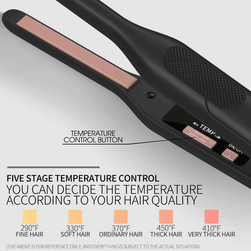 K&K mini flat iron ceramic titanium coating boosts moisture and shine.