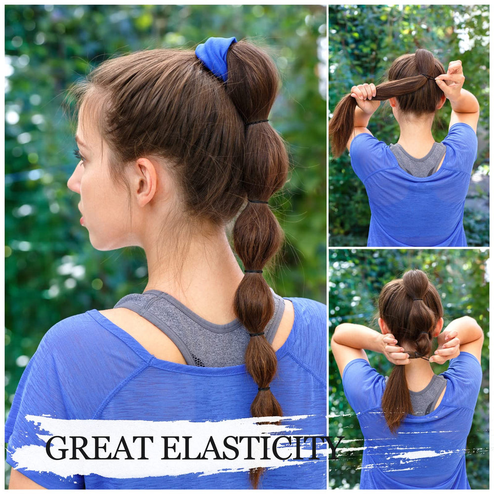 KANPRINCESS hair rubber bands in-use-ponytail demonstrates secure, comfortable hold