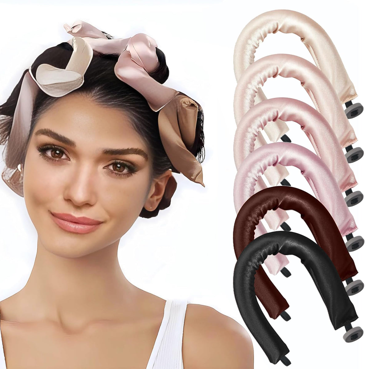 Kanuoc 6Pack heatless hair curler package showing a gentle, frizz-free styling system.