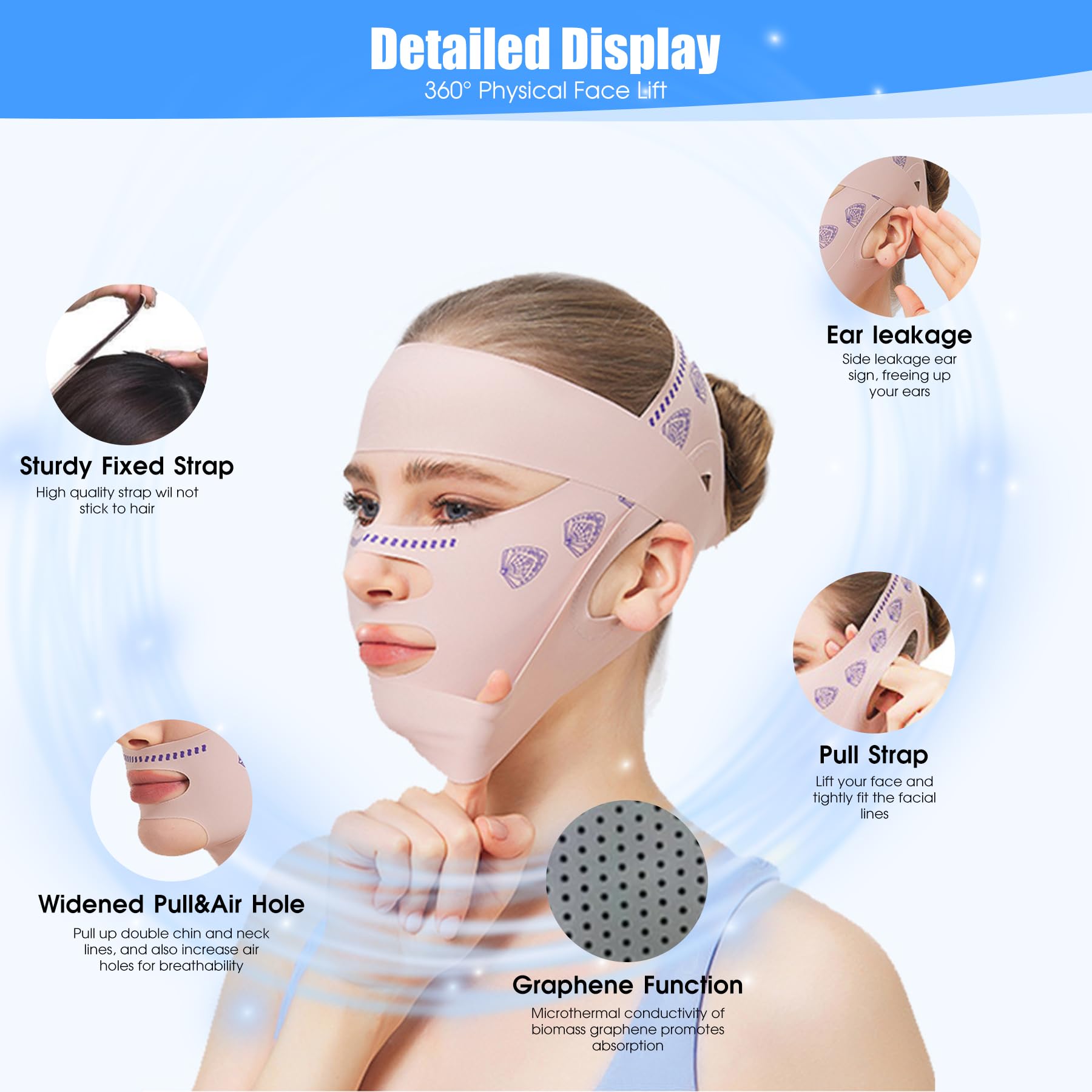 kanuoc chin strap worn during use demonstrates comfortable ear relief for long wear
