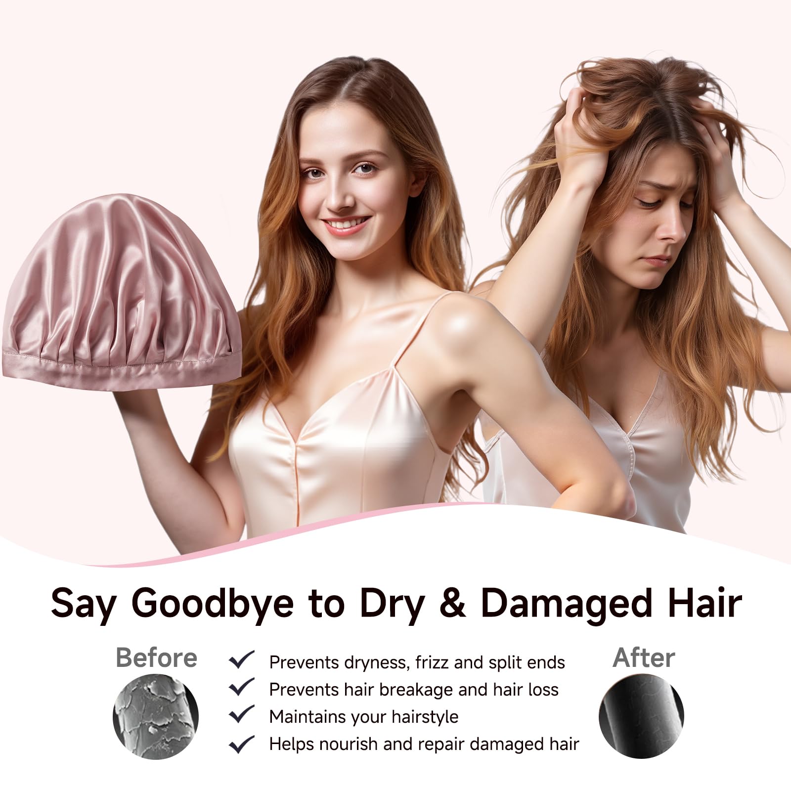 Kaome silk bonnet adjustable elastic band ensures comfortable, non-slip fit.