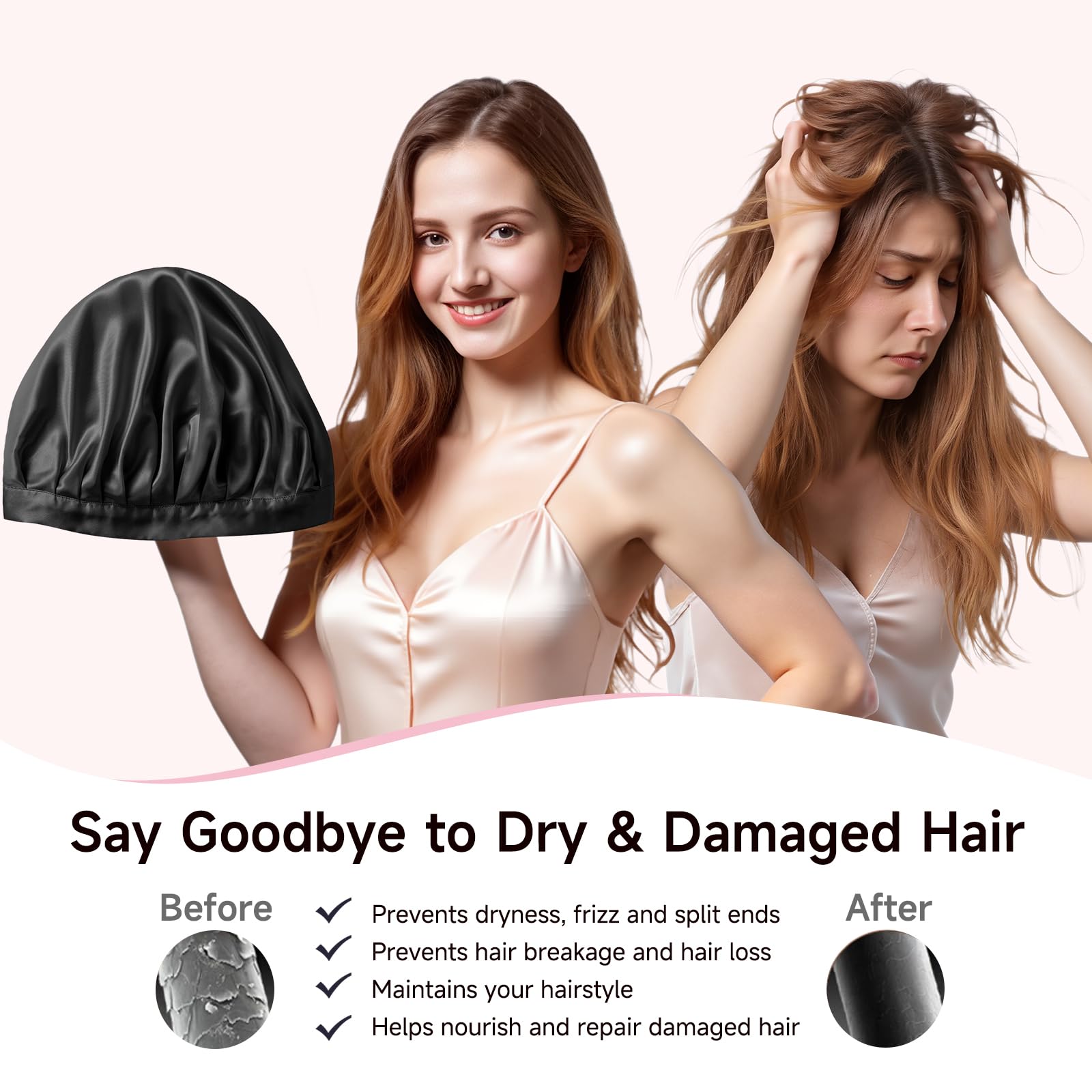 Kaome bonnet with adjustable elastic band ensures a customizable, non-slip fit.