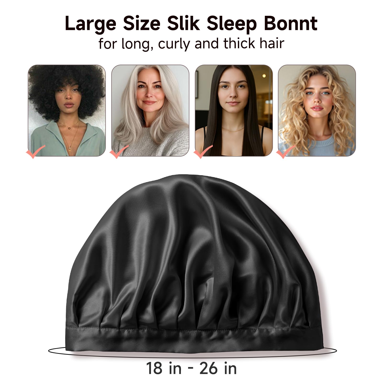 Kaome bonnet in morning routine beside bed illustrates smooth hair after sleep.