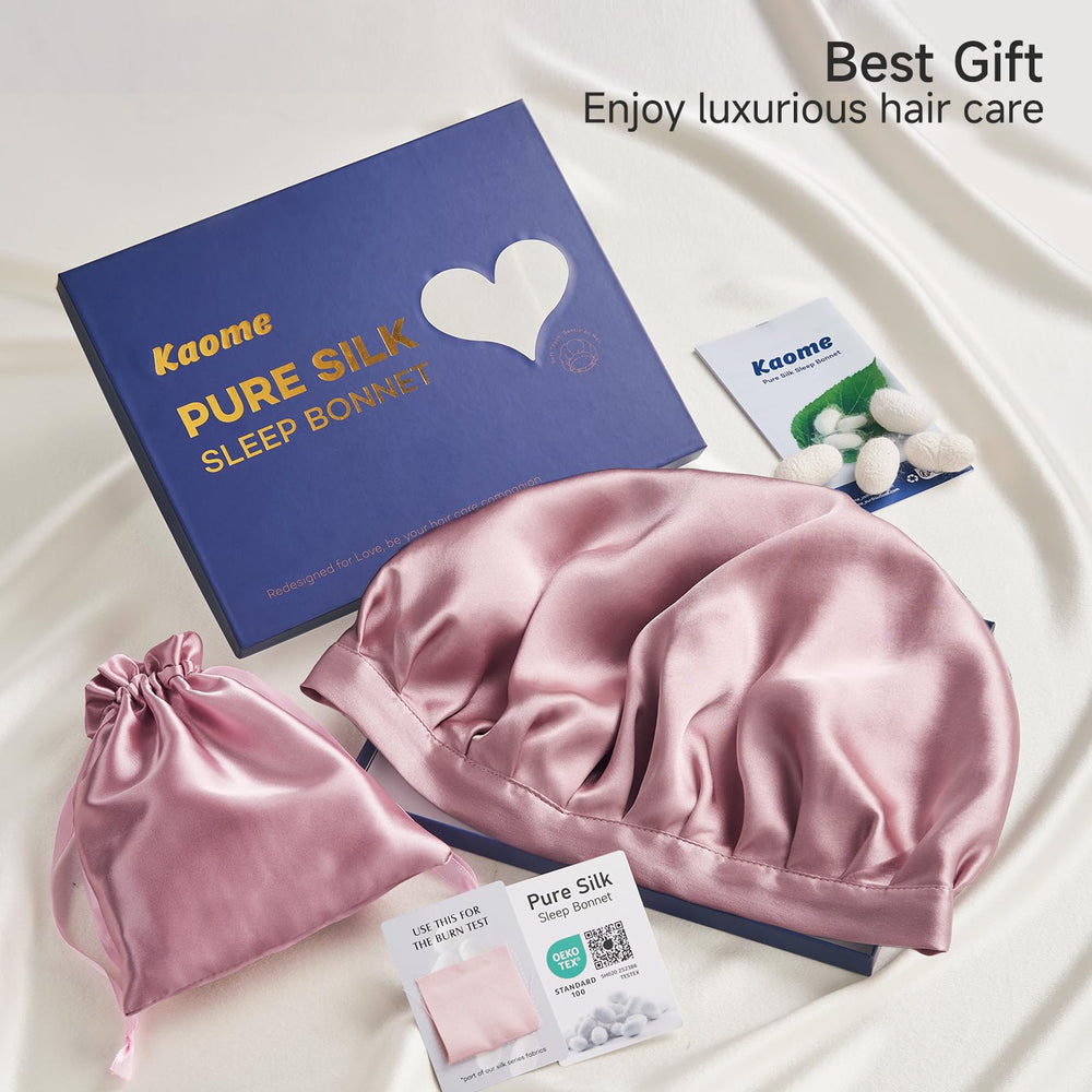Kaome silk bonnet gift box presents a thoughtful hair-care present.
