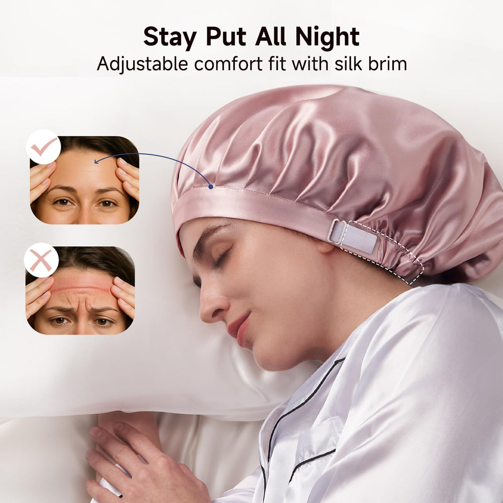 Kaome silk bonnet non-slip design keeps hair secure through sleep.
