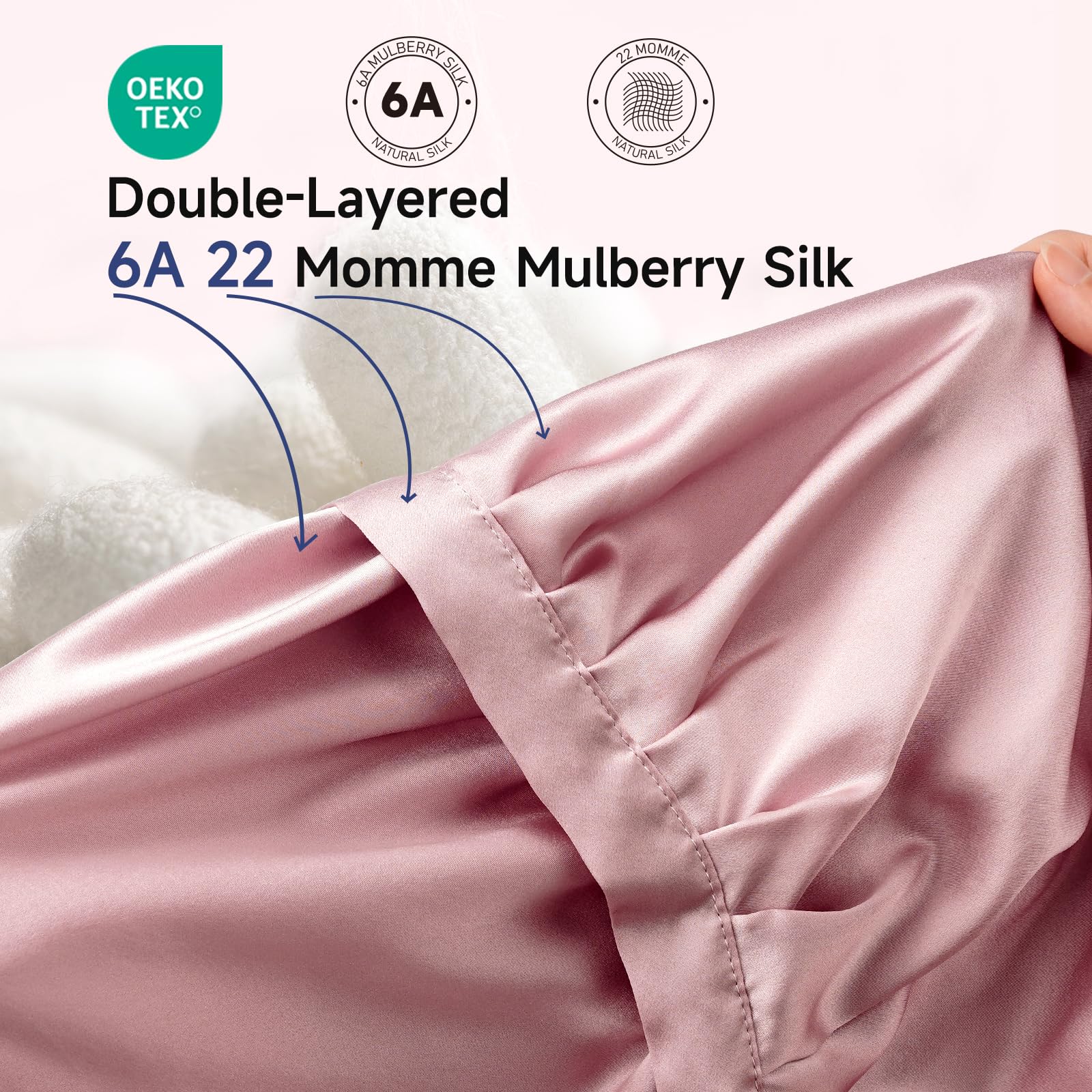 Kaome silk bonnet on head at bedtime to prevent bedhead and preserve style.