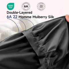 Kaome silk bonnet worn on head as sleep cap for secure, comfortable night wear.