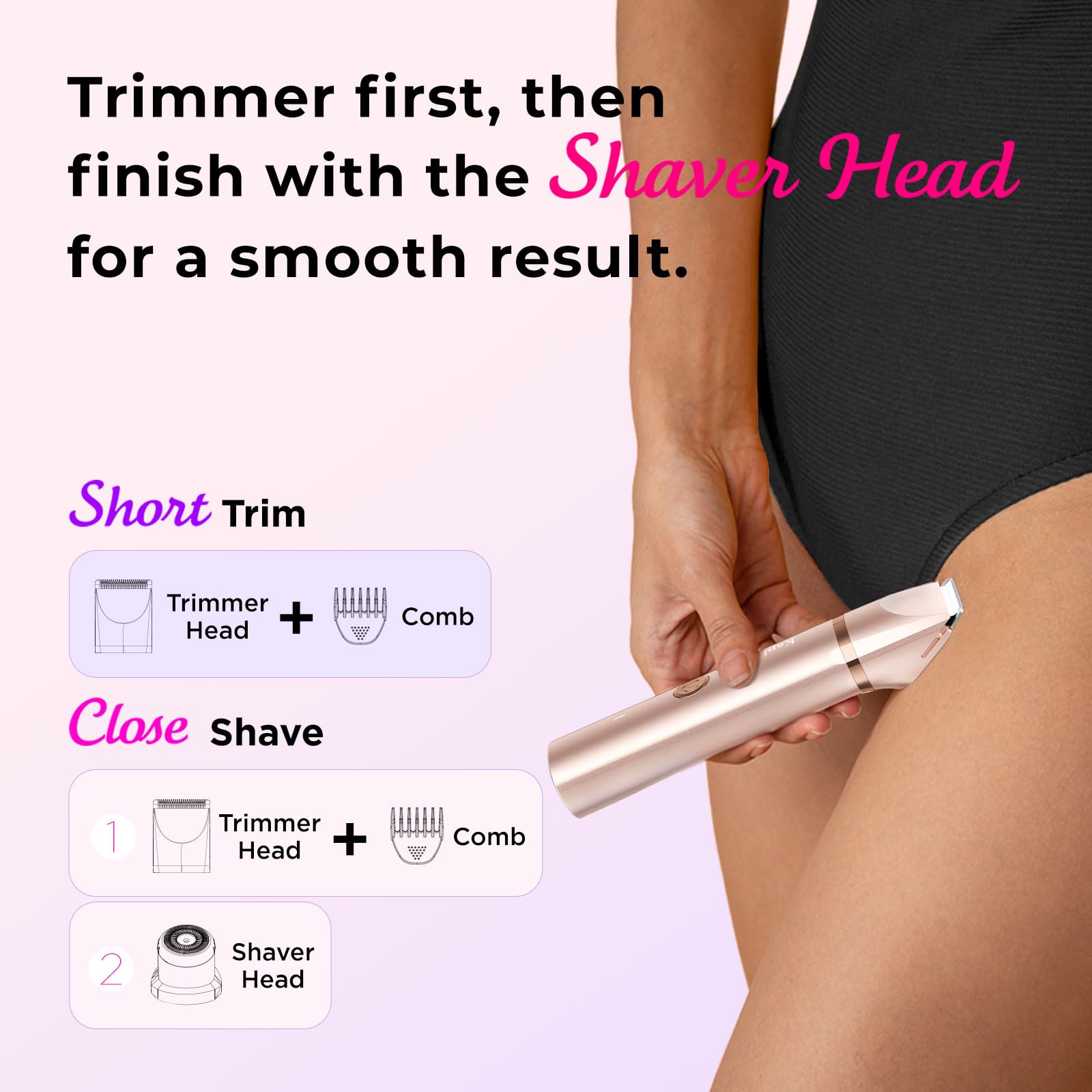 KAPHIO bikini-trimmer rose-gold ceramic head for larger areas