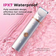 KAPHIO bikini-trimmer rose-gold in hand for on-the-go touch-ups