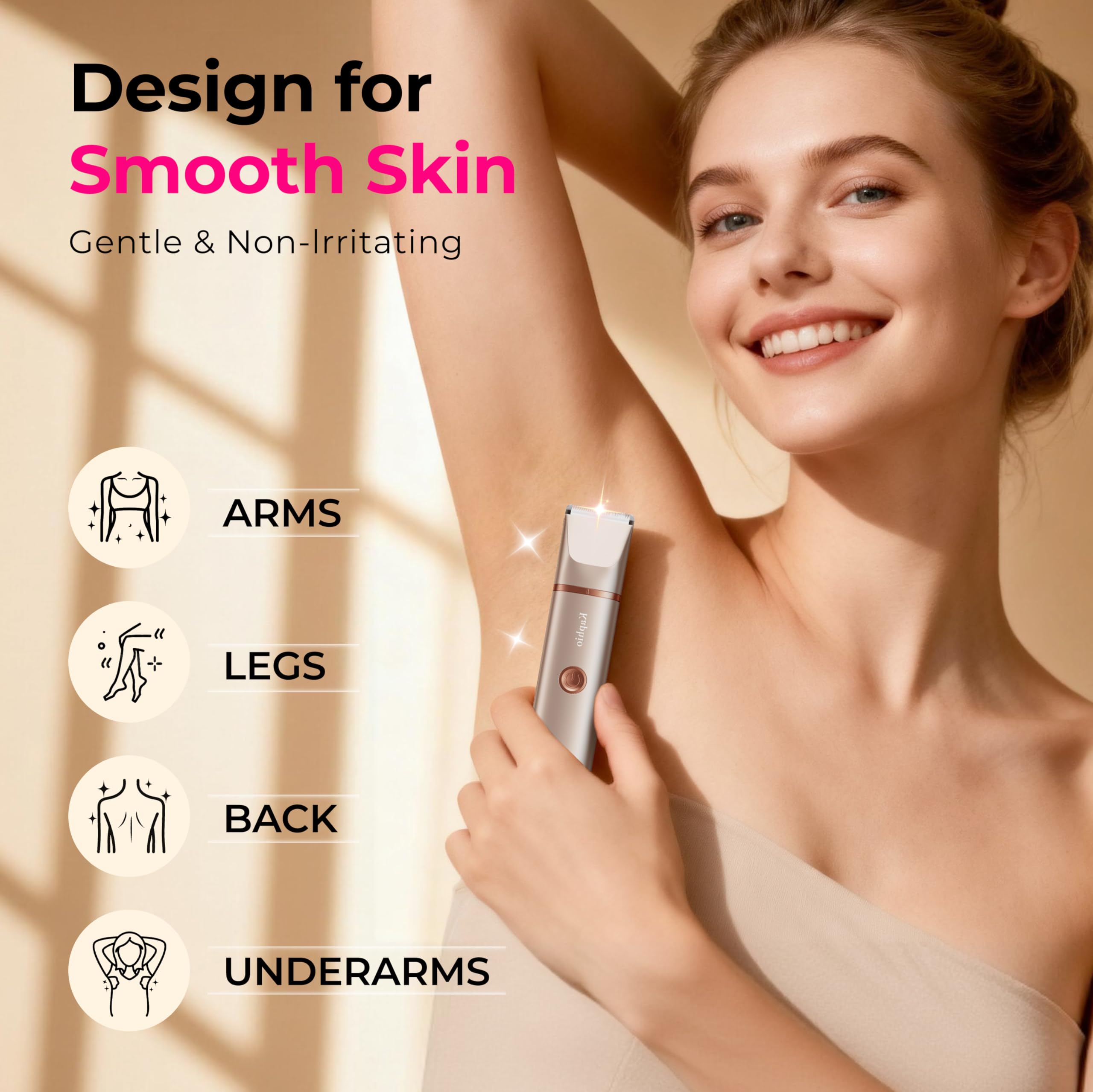 KAPHIO bikini-trimmer skin-gentle-design protects skin during sensitive-area grooming.