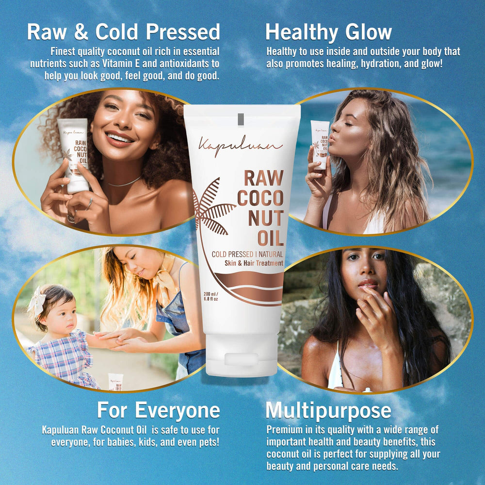 Kapuluan raw coconut oil squeeze-tube for on-the-go use and travel.