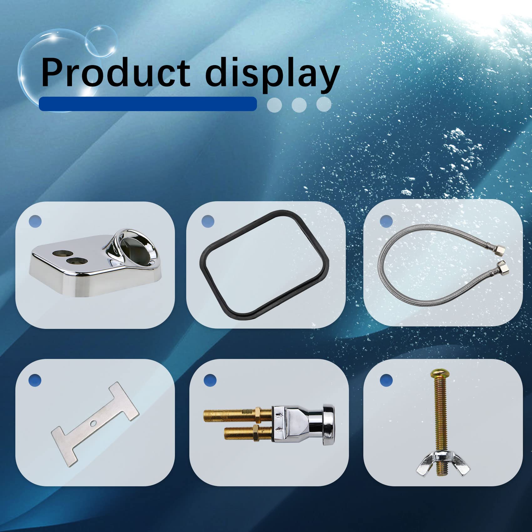 Karagas package contents image illustrating complete faucet, vacuum breaker, sprayer and hose kit.