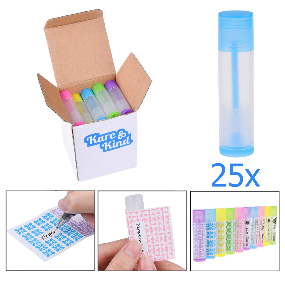 Kare & Kind lip balm tubes in five-color range for DIY customization.