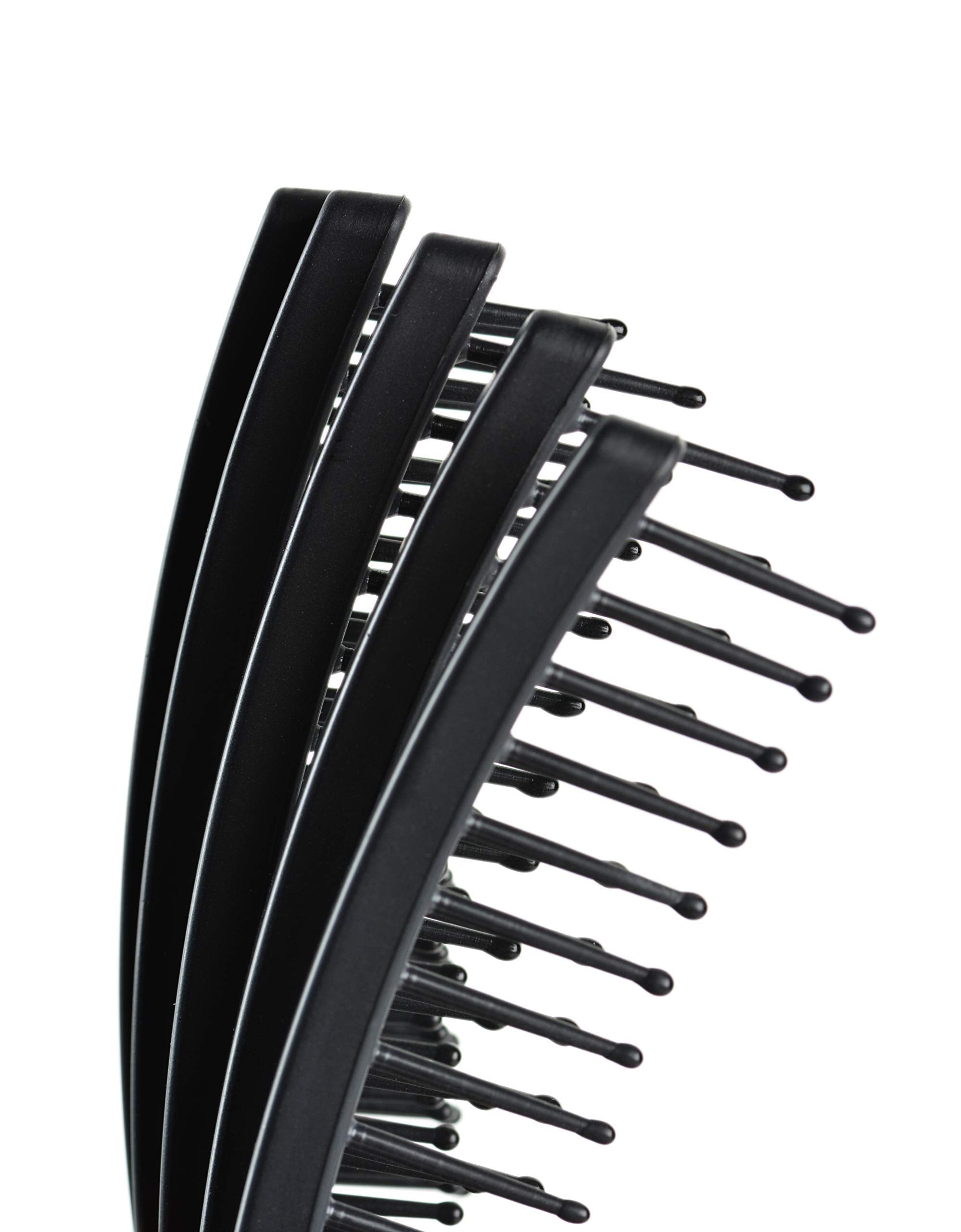 KareCo Tangle Buster Brush ultra-flexible paddle adapts to scalp for tug-free detangling.