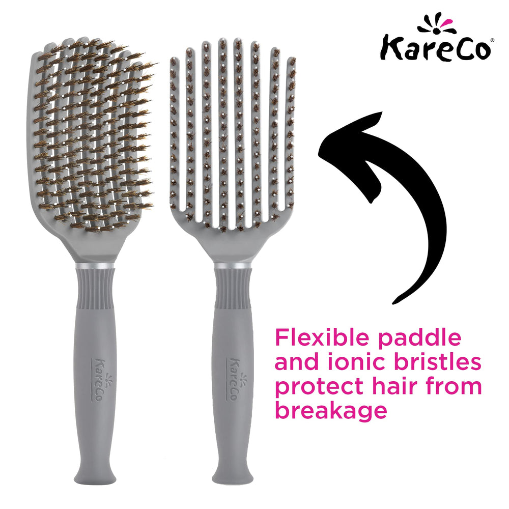 KareCo Tangle Buster nine-fingers bristles promoting even glide.