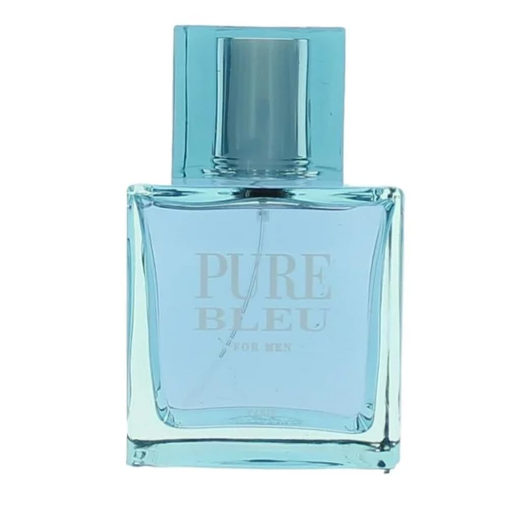 Karen Low Pure Blue cap closeup on bottle conveying fresh, masculine aroma.