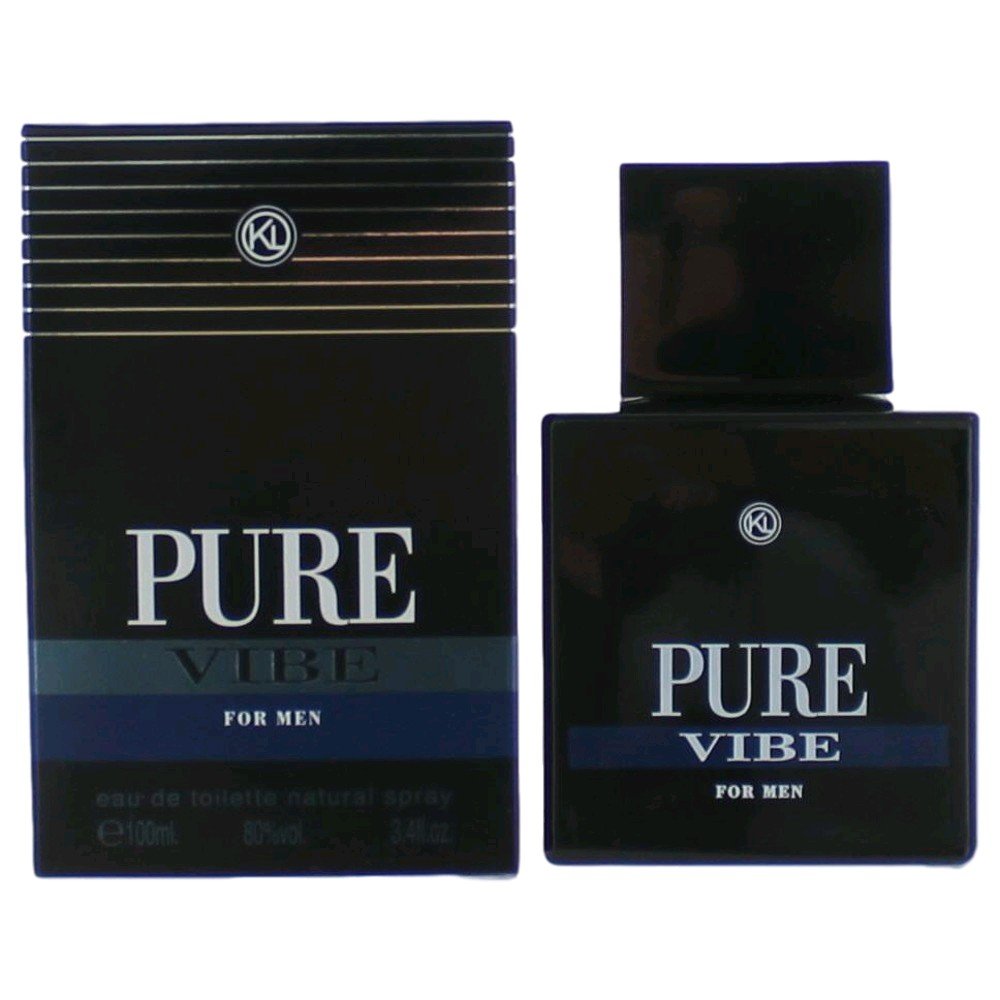 Karen Low Pure Vibe bottle front; versatile daily wear fragrance for men.