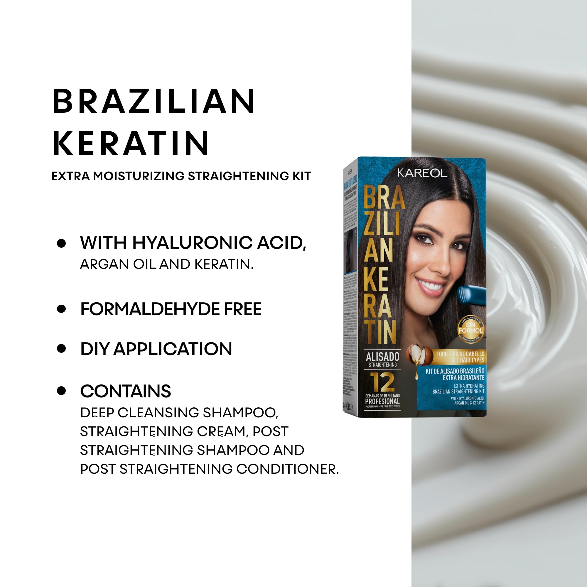 Kareol vegan-keratin ingredient jar highlighting gentle repair and nutrition