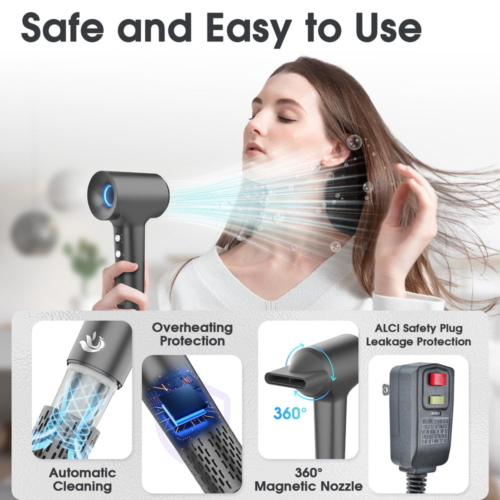 KARFUN Hair Dryer concentrator nozzle attached for precise smoothing and airflow control.