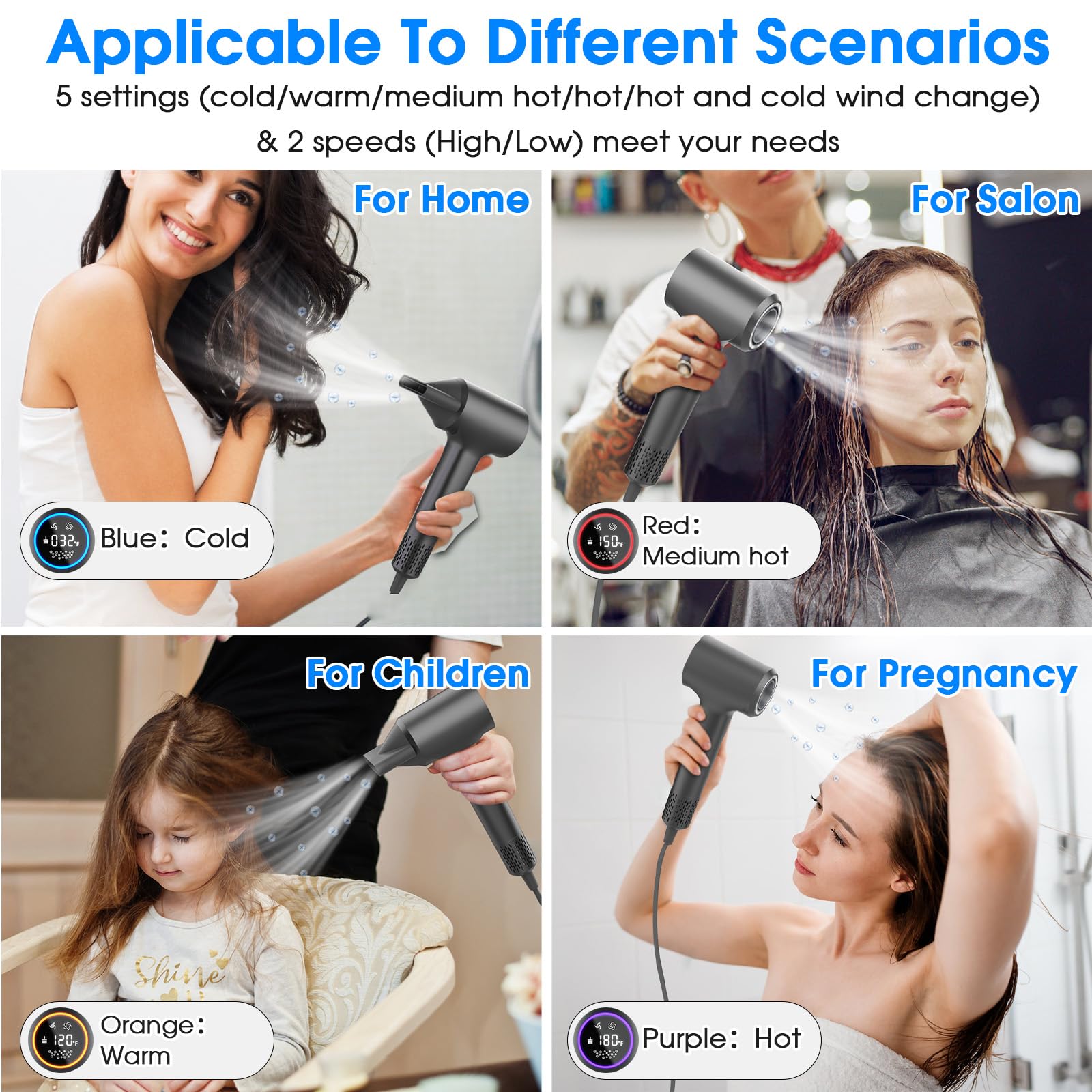 KARFUN Plasma Hair Dryer 110k RPM motor delivers powerful drying performance.